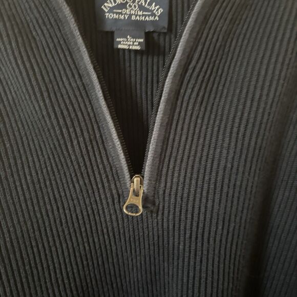 Indigo Palms Tommy Bahama Mens 1/4 Zip Pullover Blue Size Large Comfort Fall - Picture 7 of 12